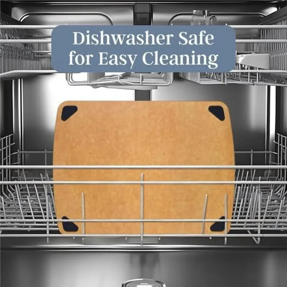 Vellum Wood Fiber Cutting Board with Non-Slip Silicone Feet; Dishwasher Safe Cut